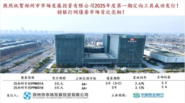 每日配资平台 郑州市投首次亮相信用债市场！发债规模10亿元，主体评级AA+
