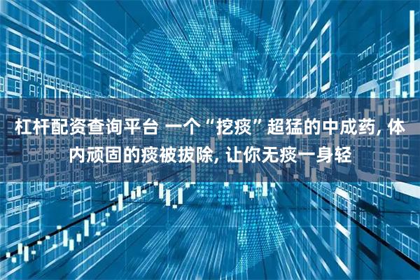 杠杆配资查询平台 一个“挖痰”超猛的中成药, 体内顽固的痰被拔除, 让你无痰一身轻