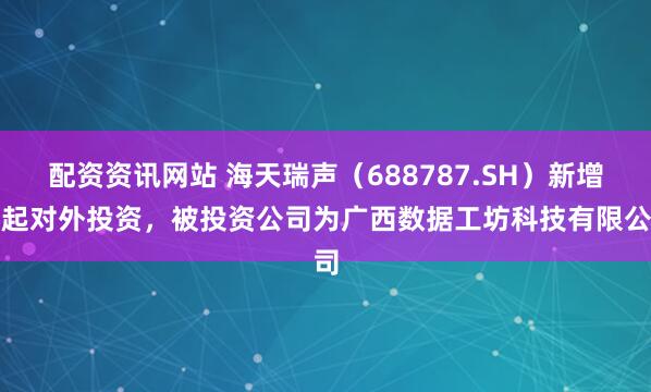 配资资讯网站 海天瑞声（688787.SH）新增一起对外投资，被投资公司为广西数据工坊科技有限公司